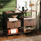 Nightstands Set of 2 with Fabric Drawers, Fluted Nightstands with Charging Station,
