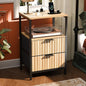 Nightstands Set of 2 with Fabric Drawers, Fluted Nightstands with Charging Station,