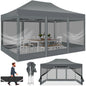10x15 FT Heavy Duty Pop Up Canopy with 4 Sidewalls, Commercial Gazebo Party Tent with Mosquito Netting Wall Easy Set Up Outdoor