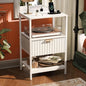 Nightstands Set of 2 with Fabric Drawers, Fluted Nightstands with Charging Station,