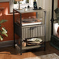 Nightstands Set of 2 with Fabric Drawers, Fluted Nightstands with Charging Station,