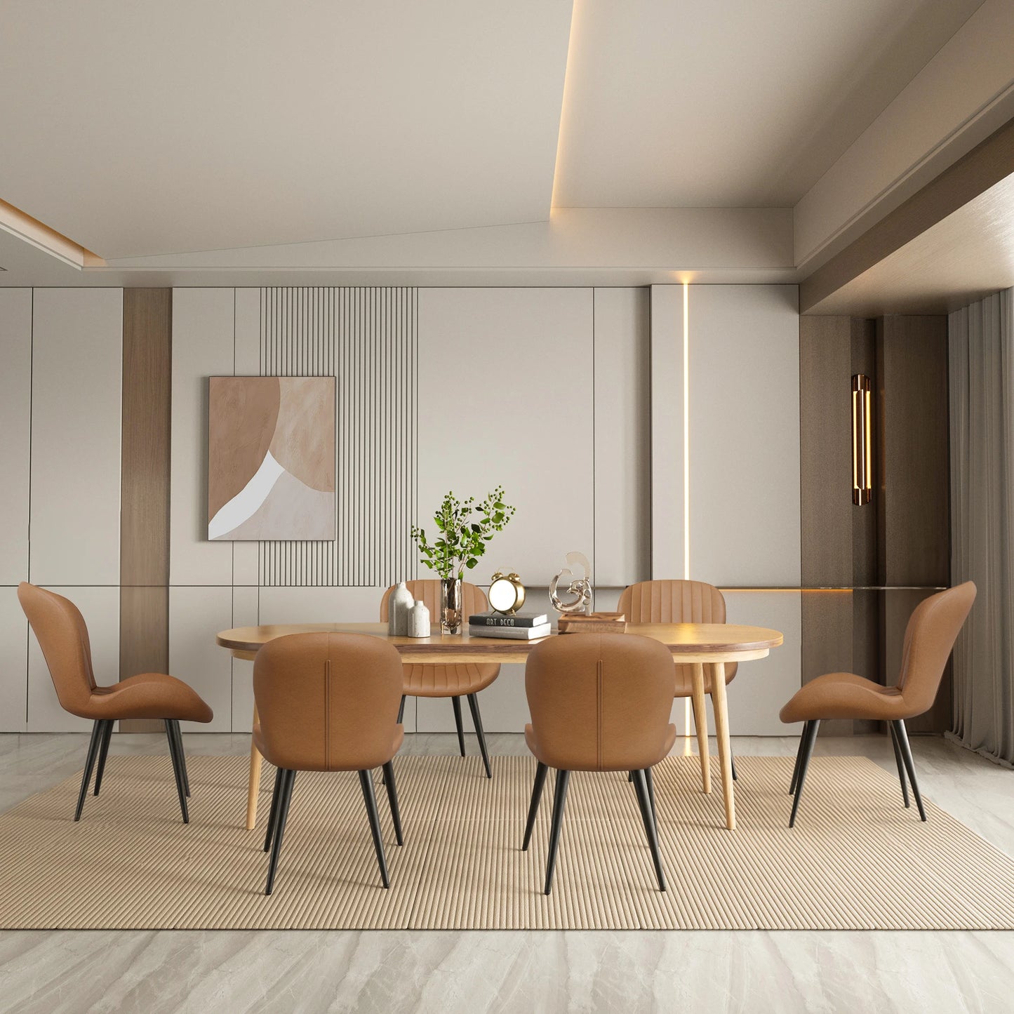 Dining Chair (Set of 2 Pieces) Modern Restaurant Chair Comfortable Backrest Thickeneded Soft Cushion Kitchen Chair 19inch High with Metal Feet