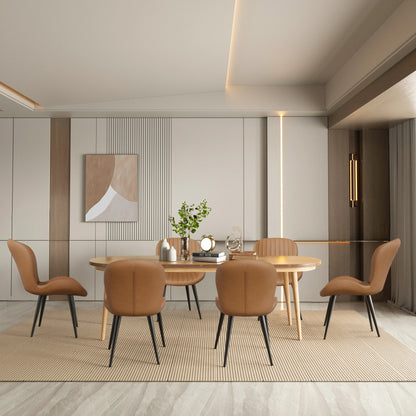 Dining Chair (Set of 2 Pieces) Modern Restaurant Chair Comfortable Backrest Thickeneded Soft Cushion Kitchen Chair 19inch High with Metal Feet