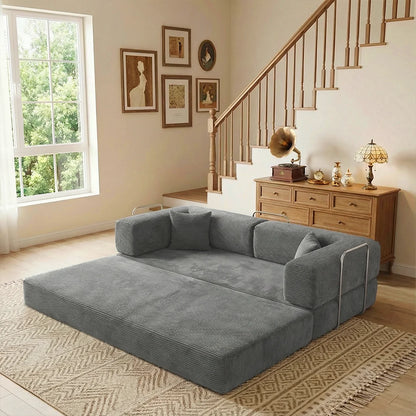 Futon Sofa Bed light or dark gray Convertible Couch 4-in-1 Folding Corduroy Boneless Sleeper Loveseat for Living Room