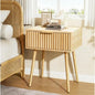 Nightstands Set of 2 with Fabric Drawers, Fluted Nightstands with Charging Station,