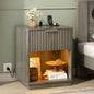 Nightstands Set of 2 with Fabric Drawers, Fluted Nightstands with Charging Station,