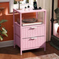 Nightstands Set of 2 with Fabric Drawers, Fluted Nightstands with Charging Station,