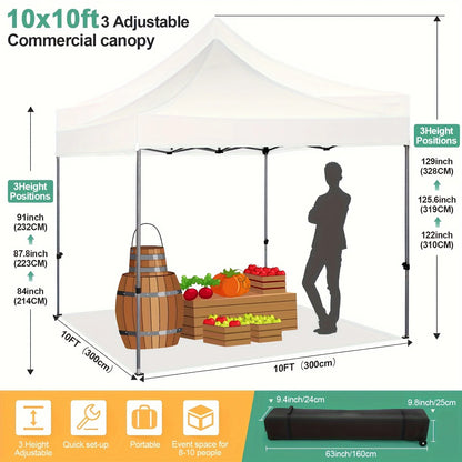10x10 FT Pop up Canopy Heavy Duty Without Sidewalls, Easy Set-up Commercial Outdoor Party, 100% Waterproof Wedding Canopy Gazebo