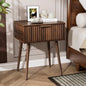 Nightstands Set of 2 with Fabric Drawers, Fluted Nightstands with Charging Station,