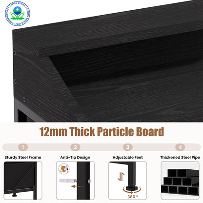 Dresser for Bedroom, 9 Drawers Dresser with LED Lights & Charging Station-Black