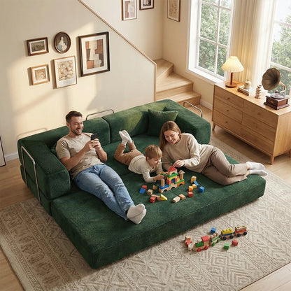Futon Sofa Bed light or dark gray Convertible Couch 4-in-1 Folding Corduroy Boneless Sleeper Loveseat for Living Room