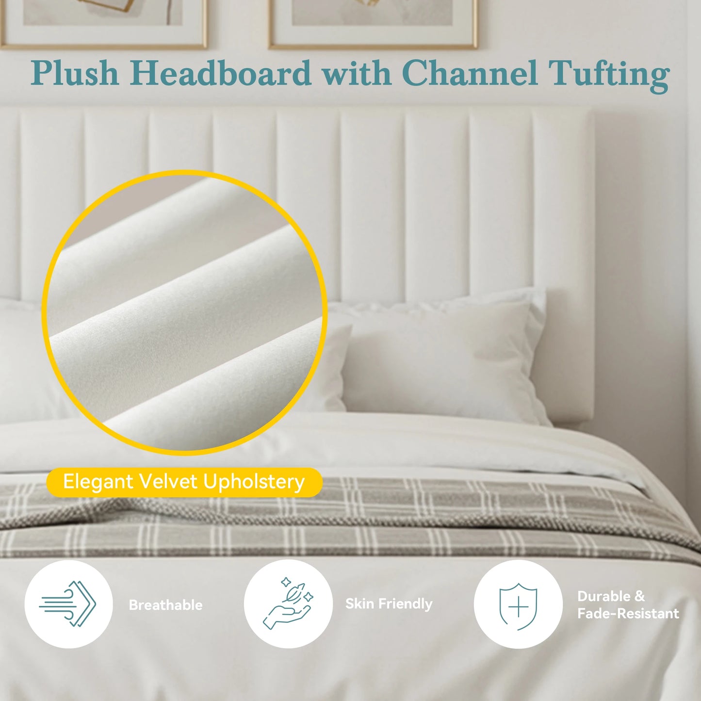 Full/Queen/King Velvet Storage Bed Frame with Adjustable Vertical Channel Headboard,4 Large Drawers, No Box Spring Needed