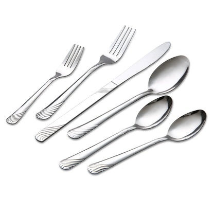 HANSMART 48 Pcs Cutlery Set For 8 Stainless Steel Knife Fork Spoon Tableware Flatware Set Kitchen Dinnerware Gift