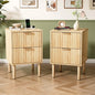 Nightstands Set of 2 with Fabric Drawers, Fluted Nightstands with Charging Station,