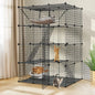 4-Tier Cat Cage Indoor Enclosure DIY Cat Playpen Metal Kennel with Extra Large Hammock, Catio Ideal for 1-3 Cats, F