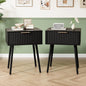 Nightstands Set of 2 with Fabric Drawers, Fluted Nightstands with Charging Station,