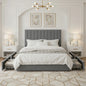Full/Queen/King Velvet Storage Bed Frame with Adjustable Vertical Channel Headboard,4 Large Drawers, No Box Spring Needed