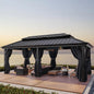 12×20 Hardtop Gazebo with Metal Roof, Heavy Duty Galvanized Steel Gazebo with Reinforced Aluminum Frame, Flame-Resistant Curtain