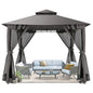 10×10 Gazebo with Cold-Proof Curtains Nettings,Heavy Duty Gazebo Double Roof with Metal Frame,Tents for Patio, Deck,Backyard