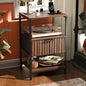 Nightstands Set of 2 with Fabric Drawers, Fluted Nightstands with Charging Station,