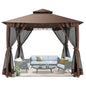 10×10 Gazebo with Cold-Proof Curtains Nettings,Heavy Duty Gazebo Double Roof with Metal Frame,Tents for Patio, Deck,Backyard
