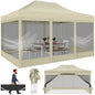10x15 FT Heavy Duty Pop Up Canopy with 4 Sidewalls, Commercial Gazebo Party Tent with Mosquito Netting Wall Easy Set Up Outdoor