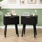 Nightstands Set of 2 with Fabric Drawers, Fluted Nightstands with Charging Station,