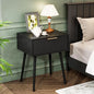 Nightstands Set of 2 with Fabric Drawers, Fluted Nightstands with Charging Station,