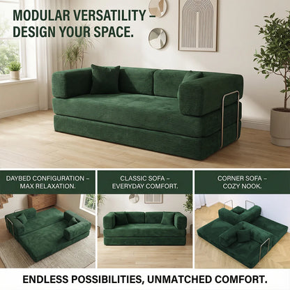 Futon Sofa Bed light or dark gray Convertible Couch 4-in-1 Folding Corduroy Boneless Sleeper Loveseat for Living Room