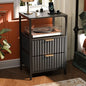 Nightstands Set of 2 with Fabric Drawers, Fluted Nightstands with Charging Station,