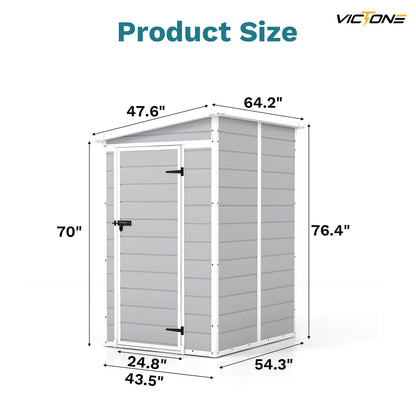 5x4 FT Plastic Outdoor Storage shed With Floor, Resin Storage shed &Lockable & Window Door For Patio Furniture