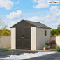 8' X 10' Plastic Outdoor Storage Shed with Floor, Resin shed With Window And Lockable Door For Garden, Backyard, Beige