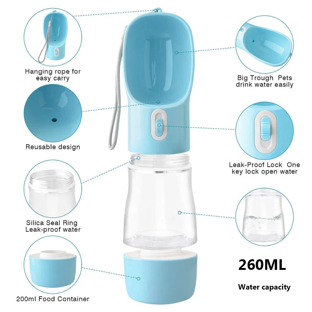 Dog Water Bottle Portable Pet Drinking water Feeder Bowl dog cat food feeding for Puppy dog cat Outdoor Walking Travel Supplies