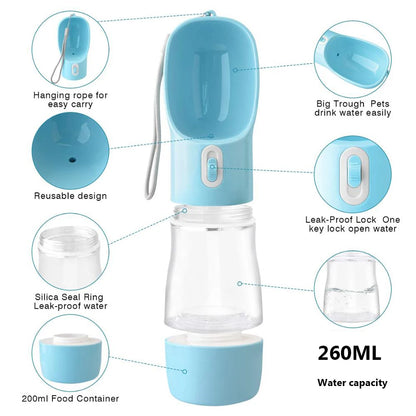 Dog Water Bottle Portable Pet Drinking water Feeder Bowl dog cat food feeding for Puppy dog cat Outdoor Walking Travel Supplies
