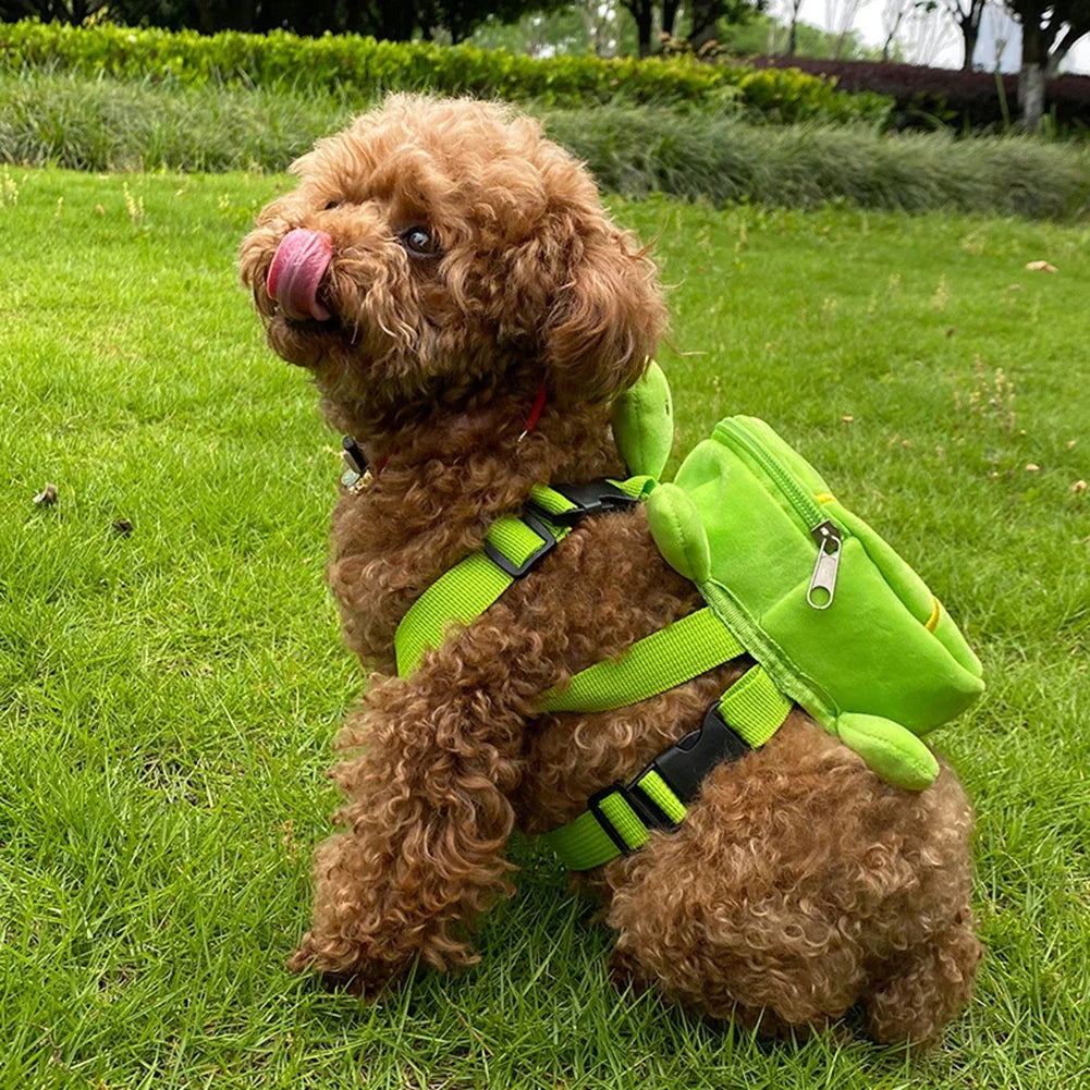 Cartoon Turtle Shape Dog Backpack No-Pull Pet Harness Vest Self Carrier Metal Zipper Large Capacity Backpack