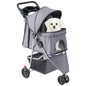 3 Wheels Foldable Pet Stroller for Small Dogs and Cats Stroller with Mesh Windows Storage Basket Cup Holder for Outdoor Use