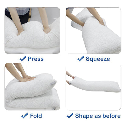 Memory Foam Body Pillow -Fluffy Body Pillows for Adults -Large Long Bed Pillows for Sleeping - 20x54 inch, White