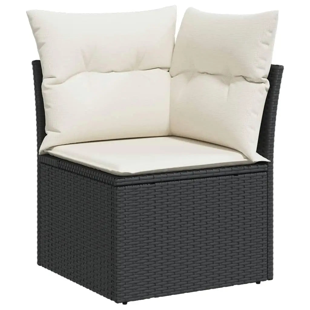 Garden Sofa Set Black PE Rattan Modular Outdoor Seating Furniture for Patio Balcony and Garden Decor