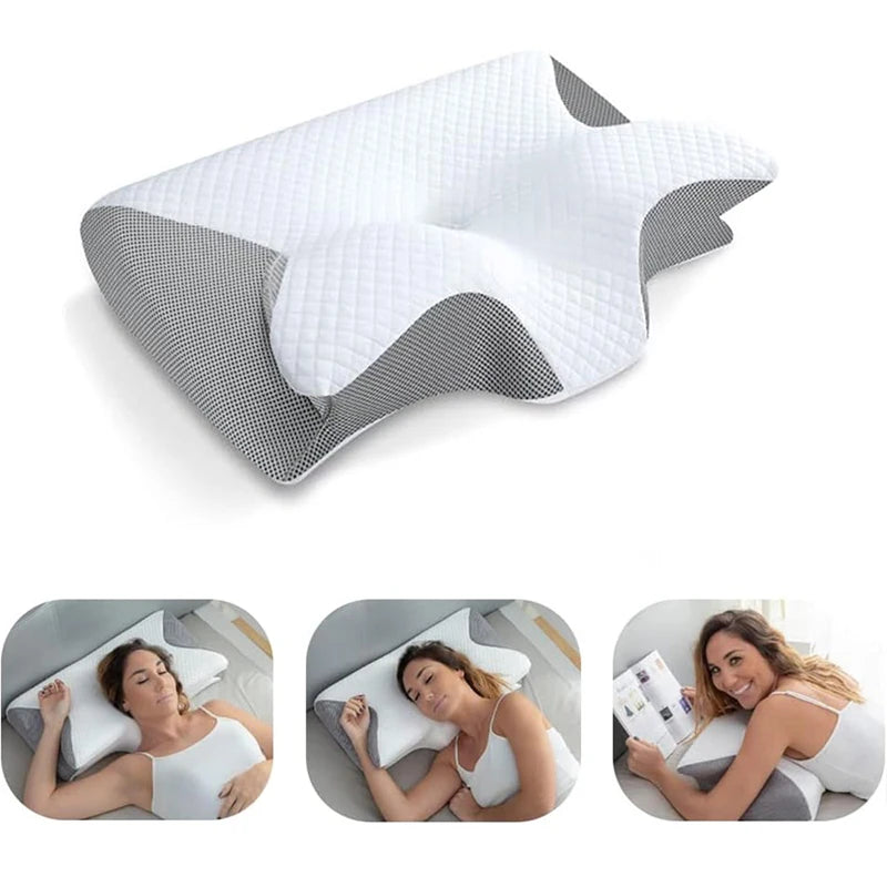 1pc Memory Foam Cervical Pillow, 2 in 1 Ergonomic Contour Orthopedic Pillow for Neck Pain, Contoured Support Pillows