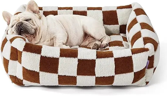 Lesure Cute Dog Bed for Medium Dogs - Washable Pet Beds,Cozy Rectangle Orthopedic Sofa with Jacquard Shaggy Plush & Anti Slip Bo