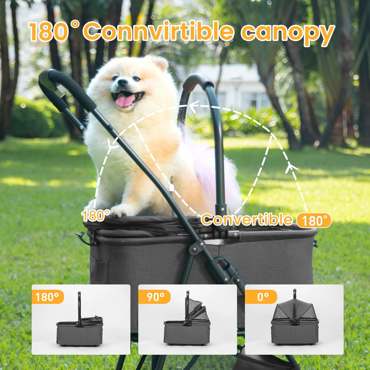 Luxury Detachable Pet Stroller Light Cup Holder Design Four-wheeled Universal Wheel Dog Cart Outdoor Travel Carrying Bag