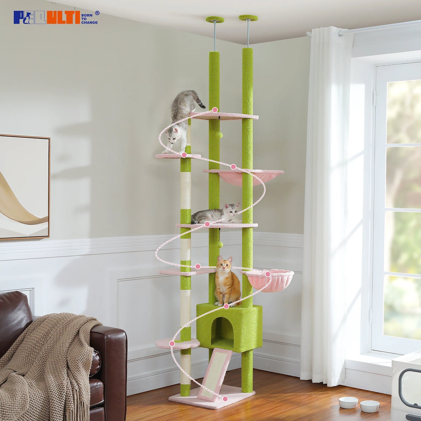 Adjustable Height Floor to Ceiling Cat Activity Tree
