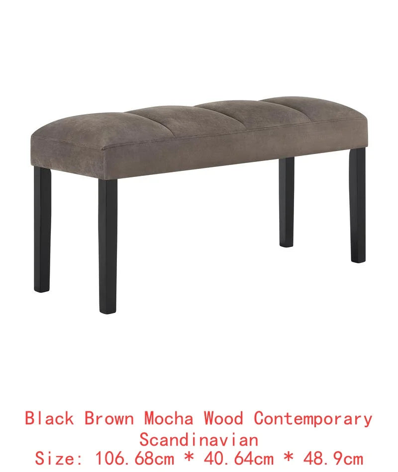 6-Piece Black Brown Faux Marble Dining Set with Square Table, Upholstered Curved Chairs, and Bench for Elegant Dining Room