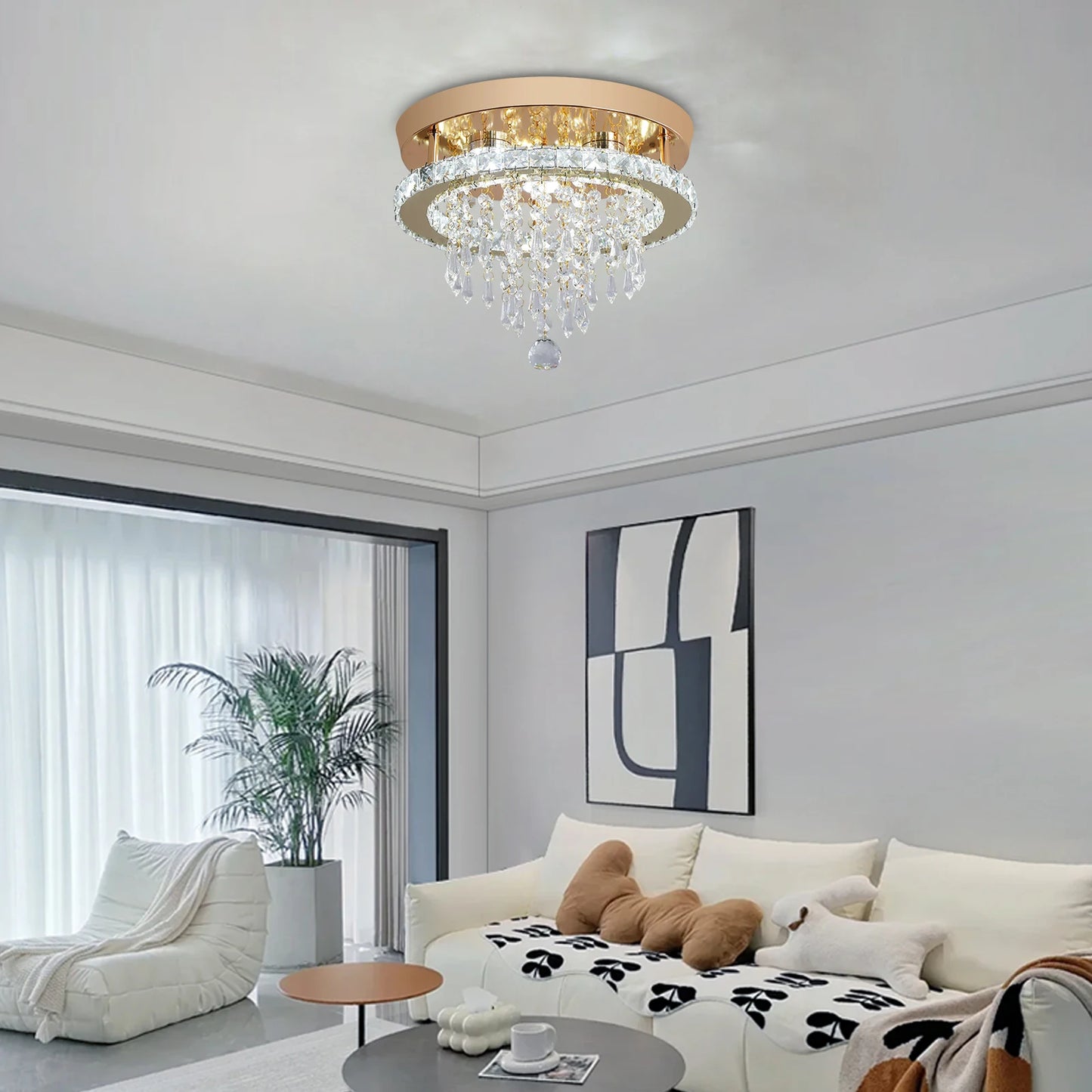 Luxury Crystal Chandelier Lustre Design Gold Modern Led Ceiling Light  Living Room Bedroom Hanging Lamp LightingFixture