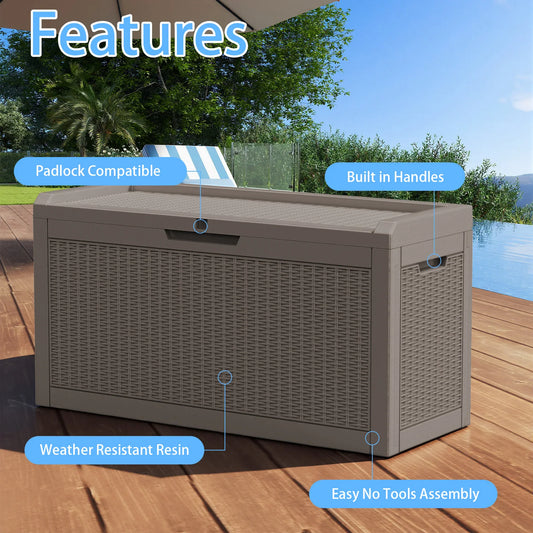 60Gallon Waterproof Outdoor Storage Box,Resin Deck Box,Lockable Outside Storage Box Container for Patio Furniure