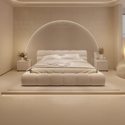 European Fancy Bed Frames Queen White Lounge Deluxe Bed Upholstery