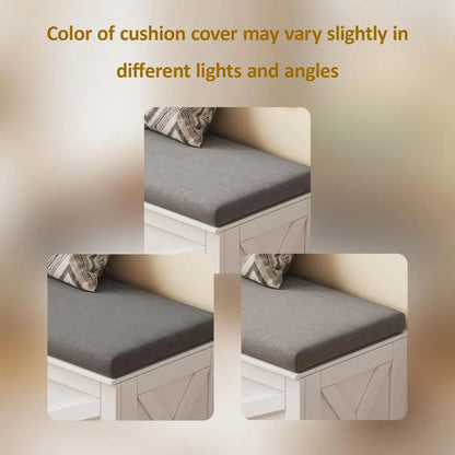 Storage Bench with Cushion, Farmhouse Corner Dining Bench, Kitchen Breakfast Nook Bench with Hidden Storage for Dining Room, En