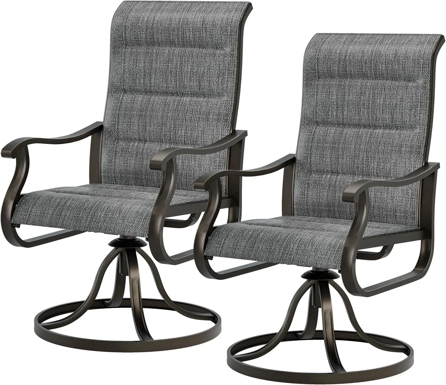 Patio Swivel Chairs Set of 2, Outdoor Dining Chairs High Back with Padded All Weather Breathable Textilene, Metal Rockin