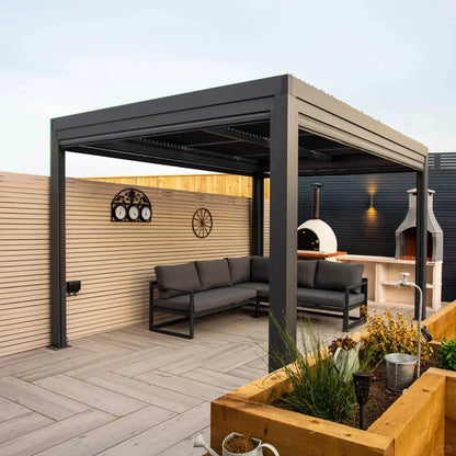 Modern Outdoor Waterproof Aluminum Louvered Sunroof Pergola Sun Shade Frame Electric Pergola Louvered Roof Aluminium Canopy