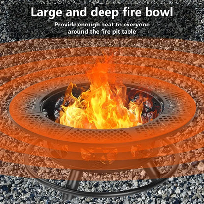 42 Inch Fire Pit with 2 Grills, for Outside with Lid & Poker, Heavy Duty Firepit,BBQ& Outdoor Fire Pit